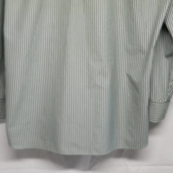 1901 Mens Dress Shirt 17 34-35 Athletic Fit Long Sleeve Cotton Striped Green - Picture 11 of 15